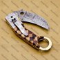 7"Customized Handmade Damascuse Karambit Knife wood Handle with Lethathe Sheath