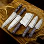 5pice Customized Handmade D2 Kitchen Chef Set wood Handle with Lethathe Rolbag
