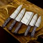 5pice Customized Handmade D2 Kitchen Chef Set wood Handle with Lethathe Rolbag