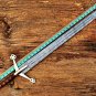 Handmade Damascus Steel 38" Long Scottish Claymore Sword with Leather Sheath.