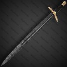Custom Handmade Damascus Steel Double Edge Viking Sword Battle Ready With Sheath