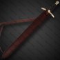 Custom Handmade Damascus Steel Double Edge Viking Sword Battle Ready With Sheath