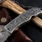Custom Handmade D2 Steel Folding Knife, Hand Engraved Pocket Knife With Sheath.