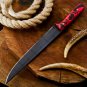 CUSTOM HANDMADE D2 STEEL MATE BLACK FILLET KNIFE  CHEF KNIFE WITH LEATHER SHEATH