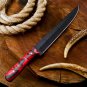 CUSTOM HANDMADE D2 STEEL MATE BLACK FILLET KNIFE  CHEF KNIFE WITH LEATHER SHEATH