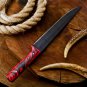 CUSTOM HANDMADE D2 STEEL MATE BLACK FILLET KNIFE  CHEF KNIFE WITH LEATHER SHEATH