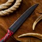 CUSTOM HANDMADE D2 STEEL MATE BLACK FILLET KNIFE  CHEF KNIFE WITH LEATHER SHEATH