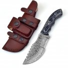 Custom Handmade Damascus Steel  Tracker Knife  Perfect Grip Black wood Handle
