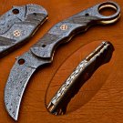 Customized Handmade Damascus Karambit Knife Damascus Handle with Lethathe Sheath