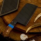 12"customized Handmade  Cleaver Chef Knife Rose Wood Handle with Leather Sheath