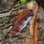 7.5" custom handmade damascuse pocket knife  wood handle with leather sheath
