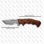 7.5" custom handmade damascuse pocket knife  wood handle with leather sheath