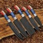 5pice Handmade Carbon Steel Kitchen Chef Set wood Handle with Lethathe Rolbag