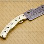 Customized Handmade Damasuse Pocket Knife Ingravable Bras Handle Leather Sheath