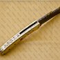 Customized Handmade Damasuse Pocket Knife Ingravable Bras Handle Leather Sheath
