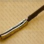 Customized Handmade Damasuse Pocket Knife Ingravable Bras Handle Leather Sheath
