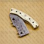 Customized Handmade Damasuse Pocket Knife Ingravable Bras Handle Leather Sheath