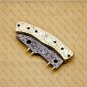 Customized Handmade Damasuse Pocket Knife Ingravable Bras Handle Leather Sheath