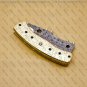 Customized Handmade Damasuse Pocket Knife Ingravable Bras Handle Leather Sheath