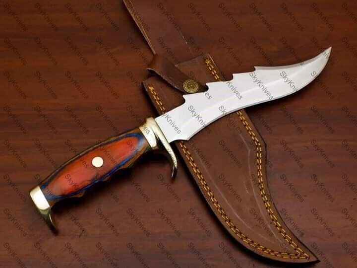 Customized Handmade J2 Steel Hunting Bowie Knife Fixed Blade with Leather sheath