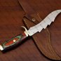 Customized Handmade J2 Steel Hunting Bowie Knife Fixed Blade with Leather sheath