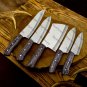 5pice Customized Handmade J2 Kitchen Chef Set wood Handle with Lethathe Rollbag