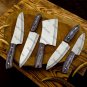 5pice Customized Handmade J2 Kitchen Chef Set wood Handle with Lethathe Rollbag