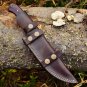 Custom Handmade Dmascus Bowi Hunting knife With Leather Sheath
