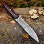 Custom Handmade Dmascus Bowi Hunting knife With Leather Sheath