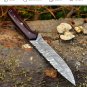 Custom Handmade Dmascus Bowi Hunting knife With Leather Sheath