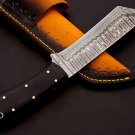 Custom Handmade Dmascus Hunting Tento knife With Leather Sheath
