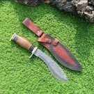 Custom Handmade Dmascus Kukkri knife With Leather Sheath