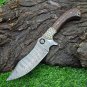 Custom Handmade Dmascus Hunting knife Engraved Wood Handle With Leather Sheath