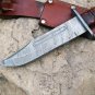 Custom Handmade Dmascus Bowi Hunting knife With Leather Sheath