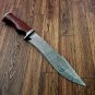 Custom Handmade Dmascus Hunting Camping Bowie knife With Leather Sheath