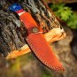 Custom Handmade Damascus Gut Hook pukka Wood Handle knife With Leather Sheath
