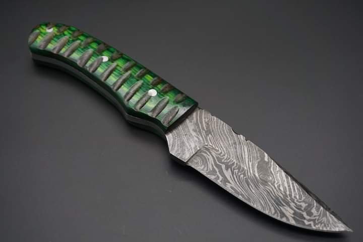 Custom Handmade Dmascus Bowi Skinner,Hunting knife With Leather Sheath