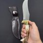 Custom Handmade Dmascus Bowi Hunting knife With Leather Sheath
