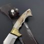 Custom Handmade Dmascus Bowi Hunting knife With Leather Sheath