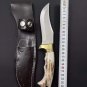 Custom Handmade Dmascus Bowi Hunting knife With Leather Sheath