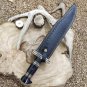 Custom Handmade Dmascus Bowi Hunting knife With Leather Sheath