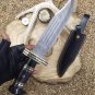 Custom Handmade Dmascus Bowi Hunting knife With Leather Sheath