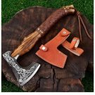 Custom Handmade Carbon Steel Viking Axe  With Leather Sheath