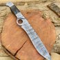 Custom Handmade Dmascus Bowi Hunting knife Ram Horn Handle With Leather Sheath