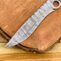 Custom Handmade Dmascus Bowi Hunting knife Ram Horn Handle With Leather Sheath