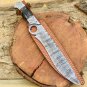 Custom Handmade Dmascus Bowi Hunting knife Ram Horn Handle With Leather Sheath