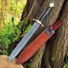 Custom Handmade Dmascus Single Hand Viking Sword With Leather Sheath