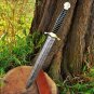 Custom Handmade Dmascus Single Hand Viking Sword With Leather Sheath