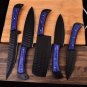Custom Handmade J2 Steel 5 Pice Chef Set With Leather Sheath