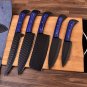 Custom Handmade J2 Steel 5 Pice Chef Set With Leather Sheath